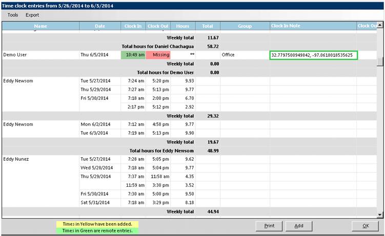 Time Clock Report