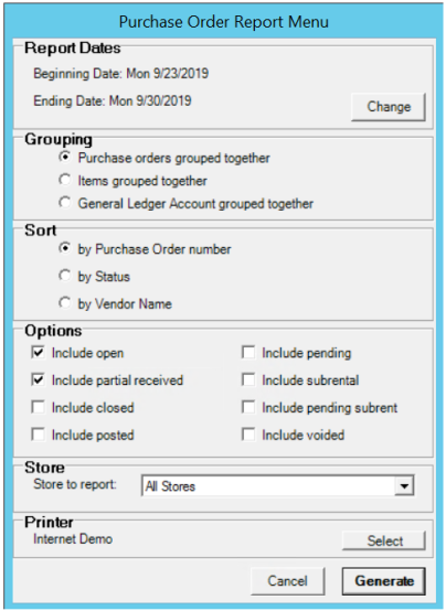 Purchase Order Report